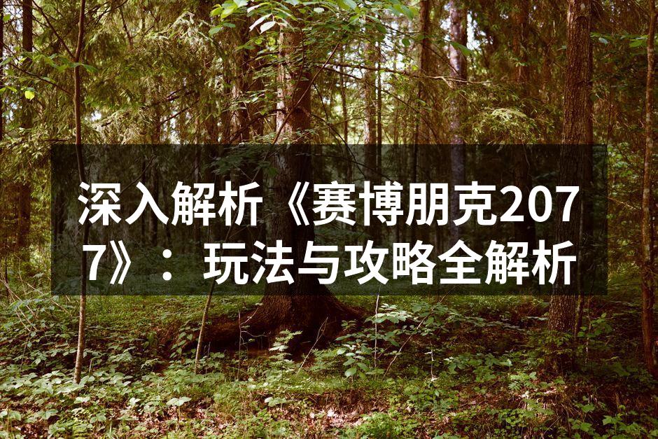 深入解析《赛博朋克2077》：玩法与攻略全解析